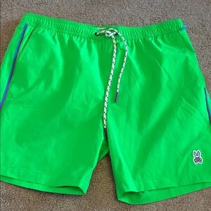 Psycho Bunny Men's Neon Green Swim Trunks